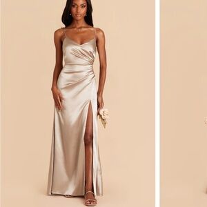 Birdy grey Catherine Shiny Satin Dress - Neutral Champagne XL